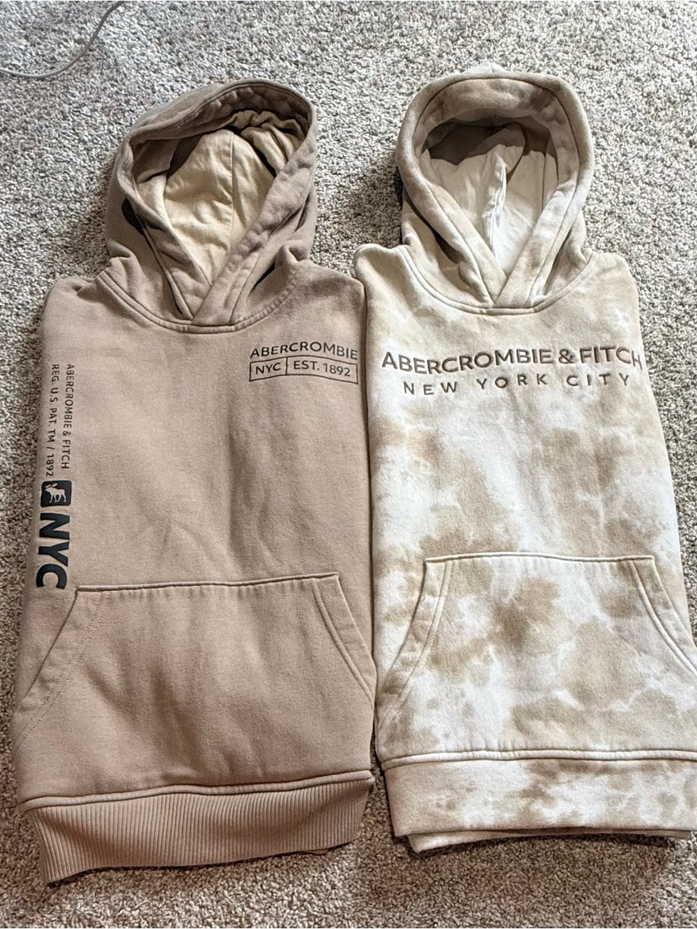 2 Abercrombie Kids relaxed fit pullover hooded sweatshirts size 11/12